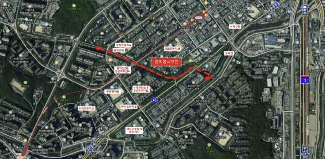 수지구 정평천 일원 산책 정비공사 위치도