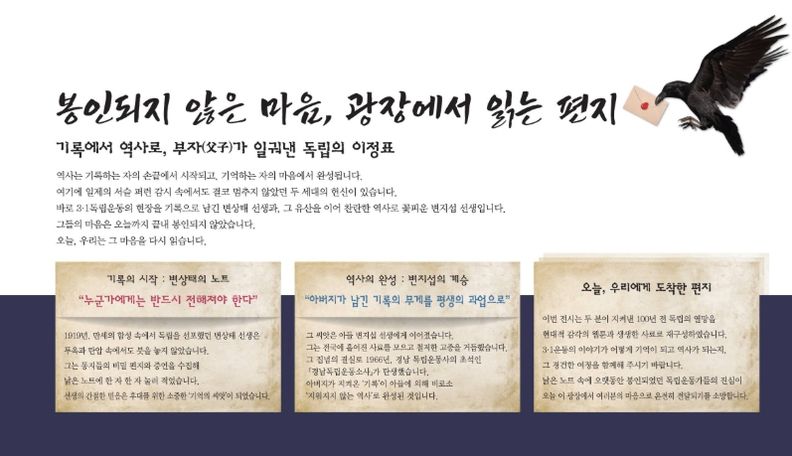 3·1절 특별전 '봉인되지 않은 마음, 광장에서 읽는 편지'